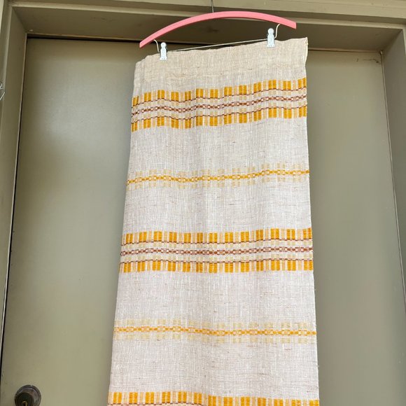 PAIR of Curtain Panels MCM HAND-WOVEN Wool Yellow/Rust/Cream Scandinavia Simple - Picture 5 of 16